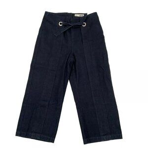 Topshop Moto Cropped Wide Leg Jeans Dark Wash Denim Size 8 New With Tags